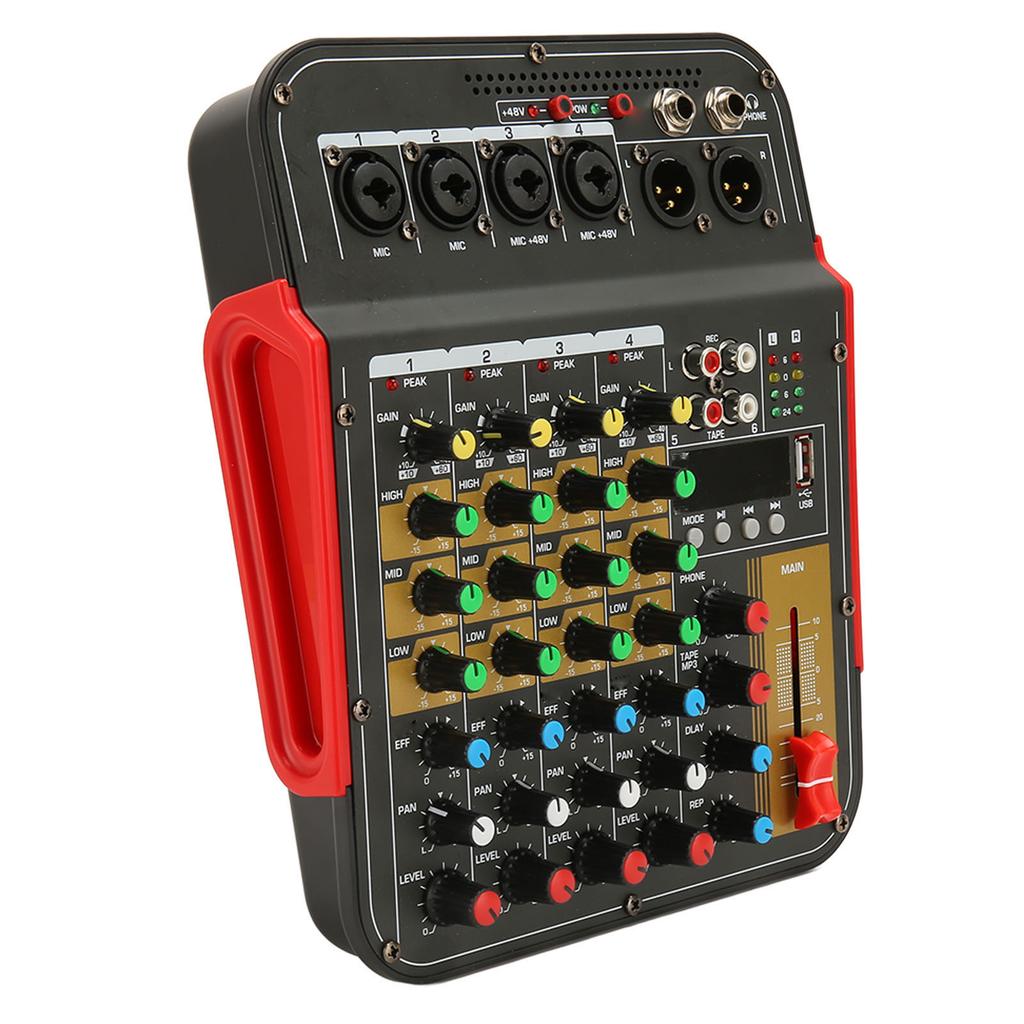 6 Channel Sound Mixer Bluetooth USB Professional Mixer Sound Board Consoler 48V DJ Mixer for Live