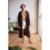 Linen Bath Robe with Belt Long Sleeve Side Pocket