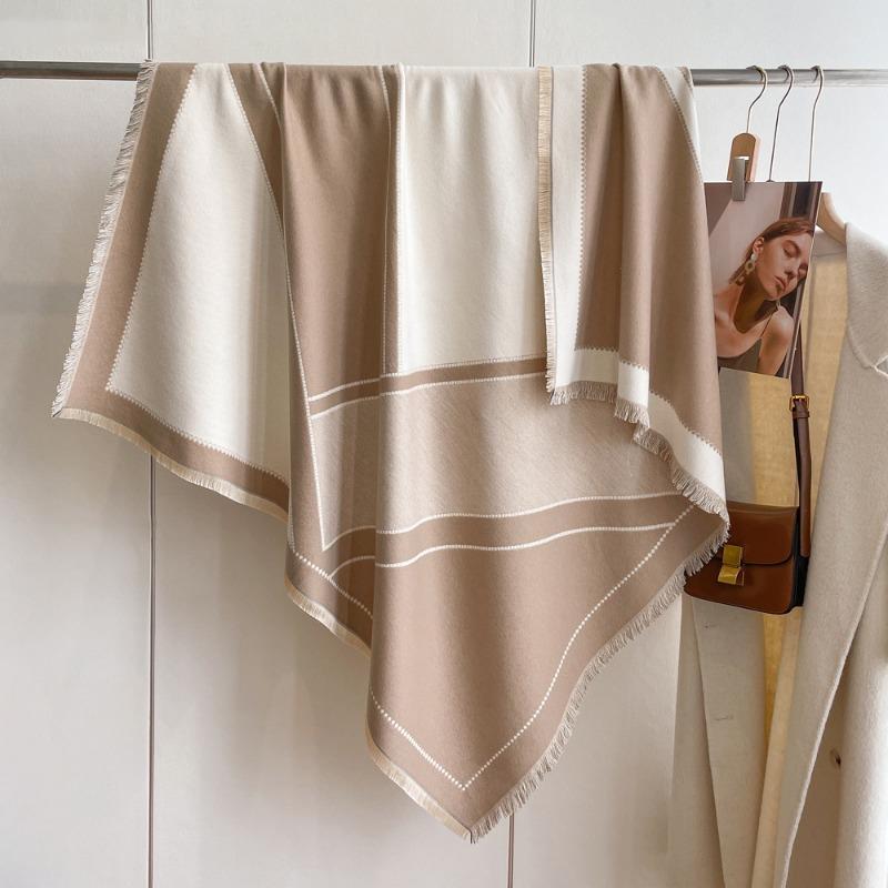 Autumn and Winter Imitation Cashmere Splicing Scarf Harajuku Long Dual-purpose Air Conditioner Shawl Warm Scarf