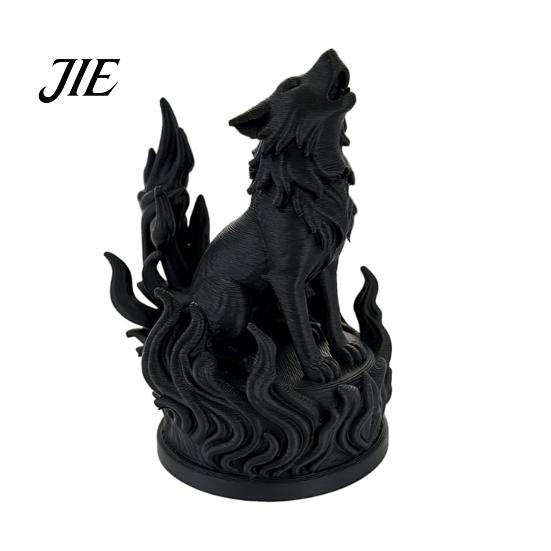 Wolf Design Collectible 3D Printed Heart Sculpture Dark Flame Symbolic Decor with Hardcore Aura, Home Style Adaptable Ornament PLA Eco-Friendly Office