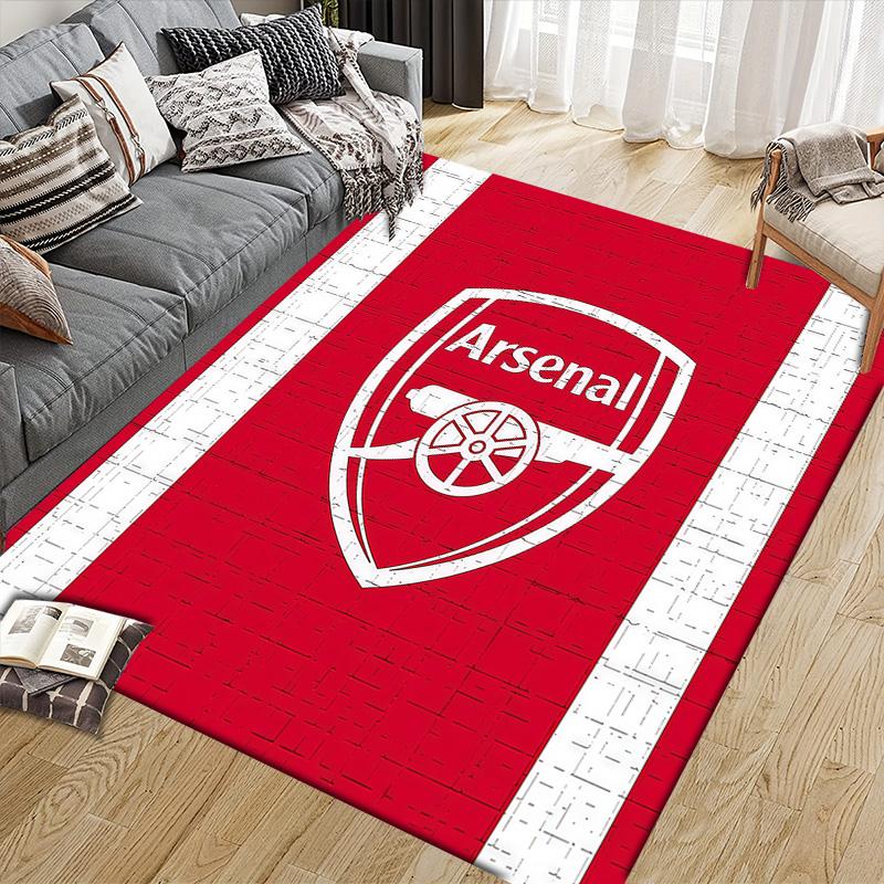 Tappeto Quadrato con Fantasia a Quadri Arsenal F.C., Tappeto da Area, Tappeto per Soggiorno Camera da Letto Divano Sala Giochi Decorazione, Tappetino Antiscivolo