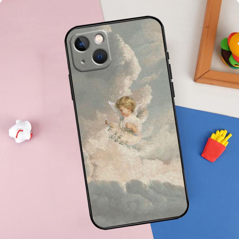 Renaissance Angel Aesthetic Phone Case For iPhone 15 Pro Max 11 12 13 14 16 Pro Max Mini XR 16e 15 16 Plus Cover Shell