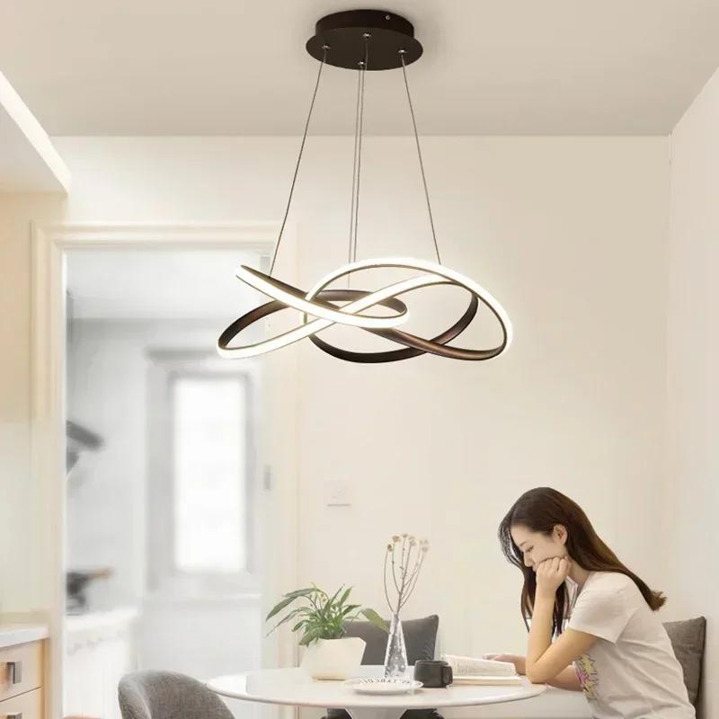 Lampada a sospensione moderna a LED Lampadario sospeso per soggiorno Sala da pranzo Camera da letto Isola della cucina Decorazione della casa Apparecchio di illuminazione Lustre