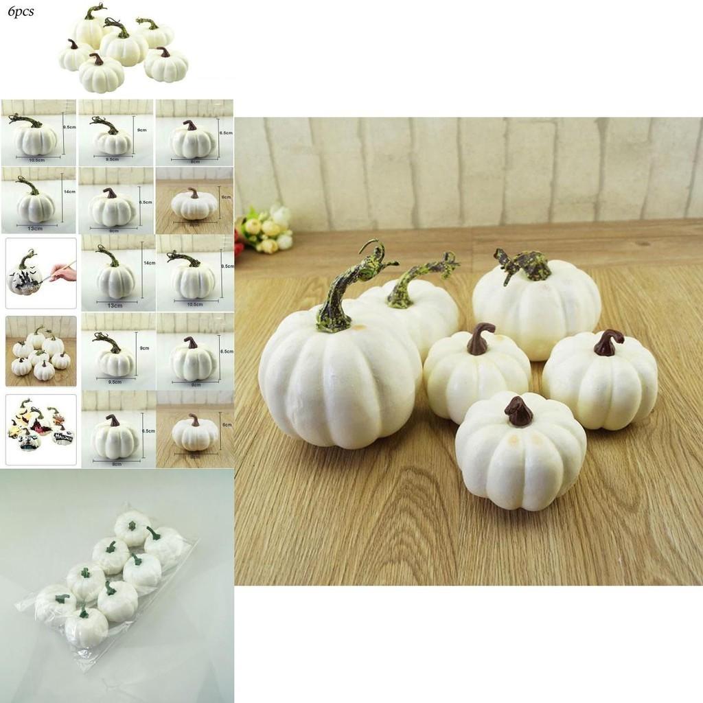 Exquisite 6pcs Artificial Foam Pumpkin Set For Elegant Halloween And Thanksgiving Decor
