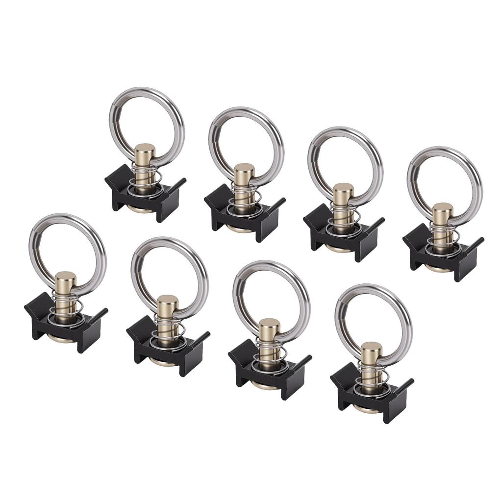 8pcs L Track Single Stud Fitting with Round Ring 4,000 Lbs Reusable L Track Rail Tie Down O Ring for Truck Bed Trailer