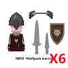 MOC Medieval Knight Castle Figures Building Blocks Weapon Wolf Swordsmen Guard Bow Arrow Shield Flags Warhorse Toys Gifts S002
