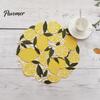 Tabletop Scratch Protector Pads Lemon Lace Placemat, Clear Embroidery Style Table Mat with Citrus Fruit Decorative Dining Placemats Leaf Design,