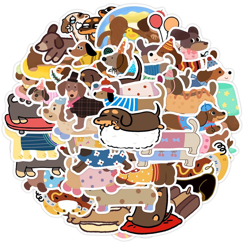 50PCS Cute Dachshund Stickers: Waterproof, Decorative Graffiti for Water Bottles & Computers