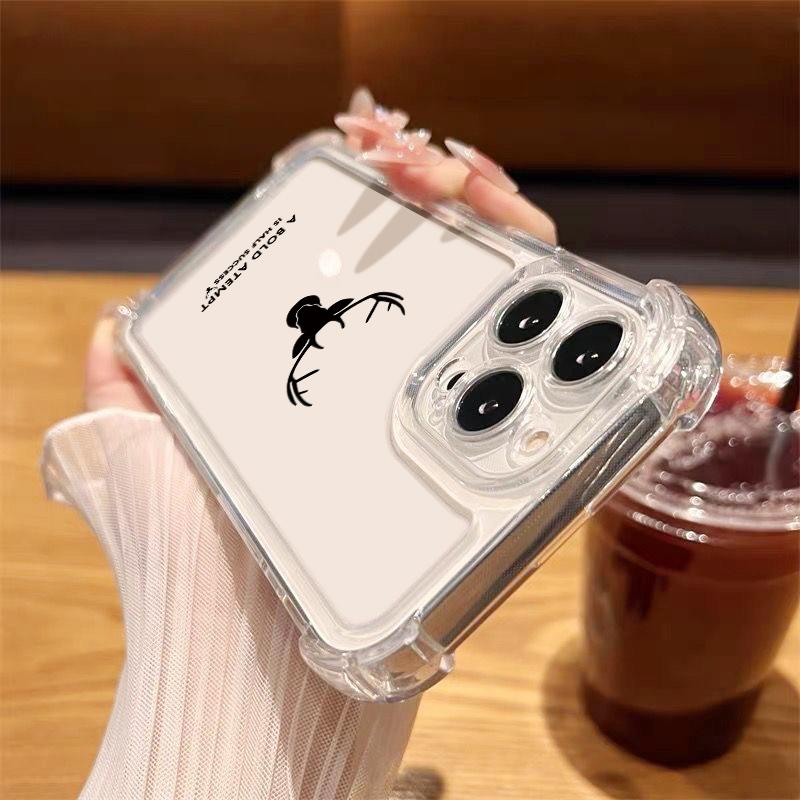 Deer Pattern Clear Shockproof Phone Case For iPhone 16E 16 15 Pro Max 14 Pro 13 12 11 Anti-Fall Slim Soft Silicone Lens Protection Bumper Cover