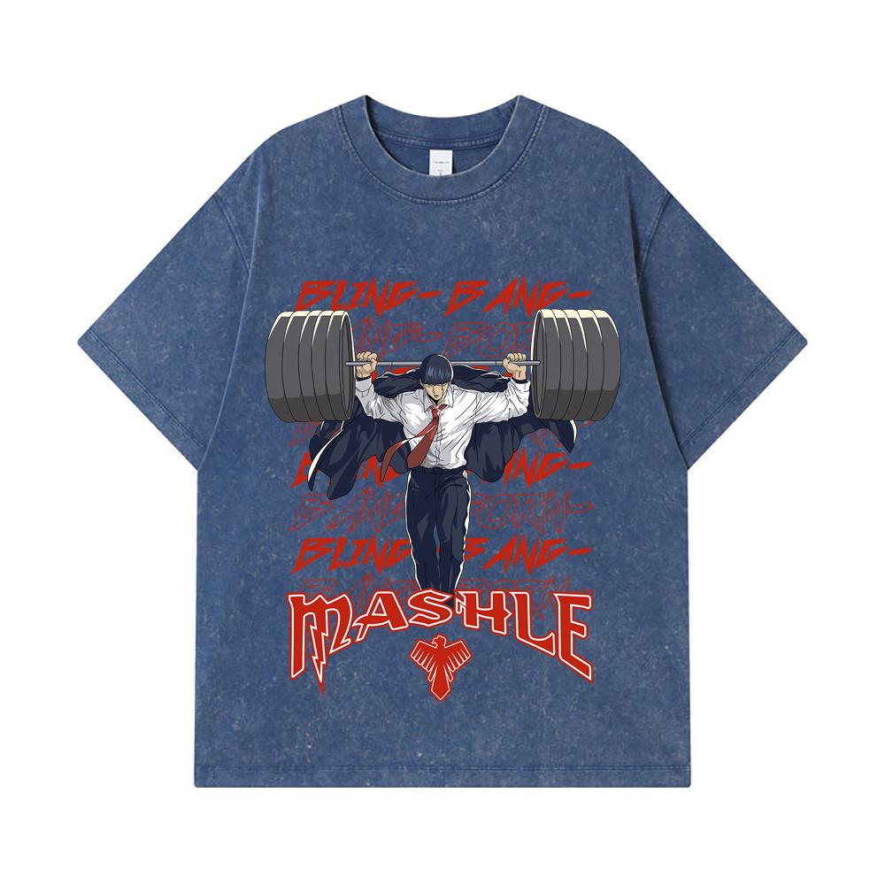 

275 GSM Washed T-shirts 100% Cotton Mashle V4 Mash Gym Print Unisex Heavy Cotton T Shirt 2XL королівський синій колір