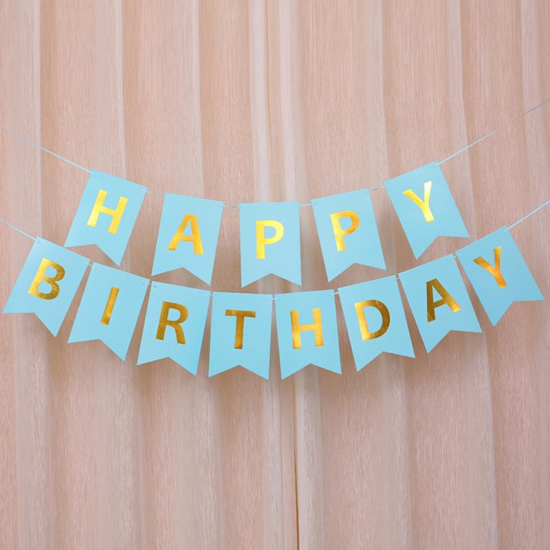 Yanyu Tail Flag Paper Stamped Birthday Letter Banner Children's Year's Eve Banquet Decoration Party Decoration