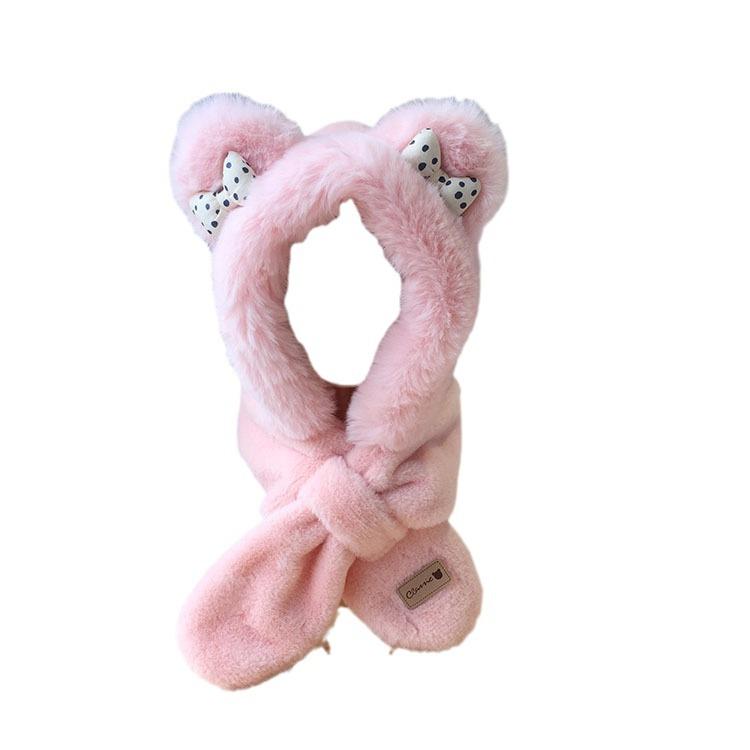 Cozy Fleece-Lined Winter Hat & Scarf with Cute Bow and Ear Protection for Kids