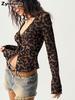 V-Neck Leopard V-Neck Cardigan Button Design + Slim Fit, Sexy Girl Outfit, Fashion Item