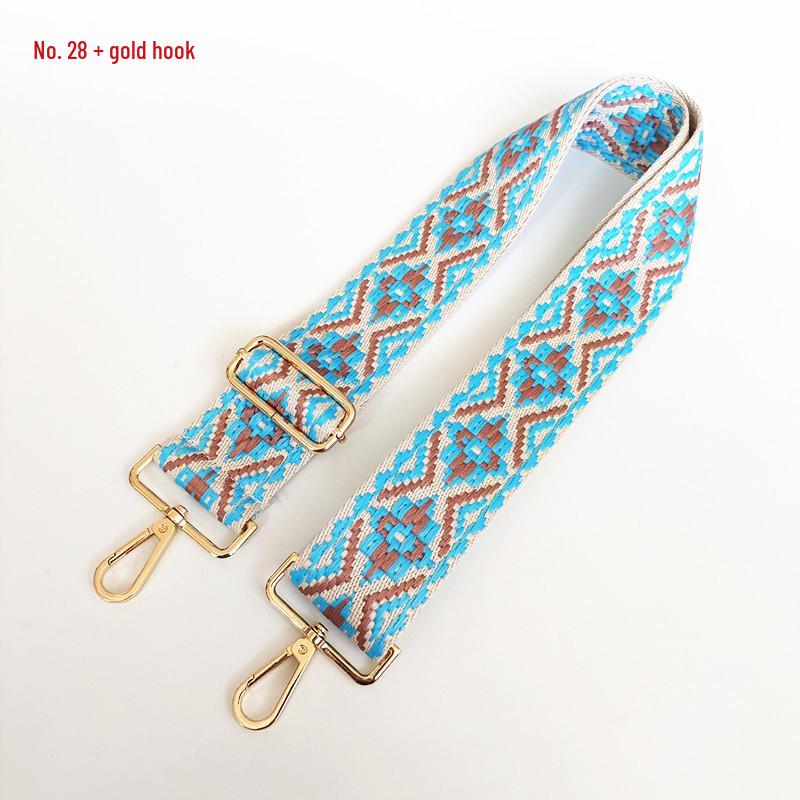 Etniczny Wzór Nylonowy Pasek do Plecaka z Regulowaną Długością i Metalowymi Akcesoriami - Odporny na Zużycie i Poszerzony dla Komfortu