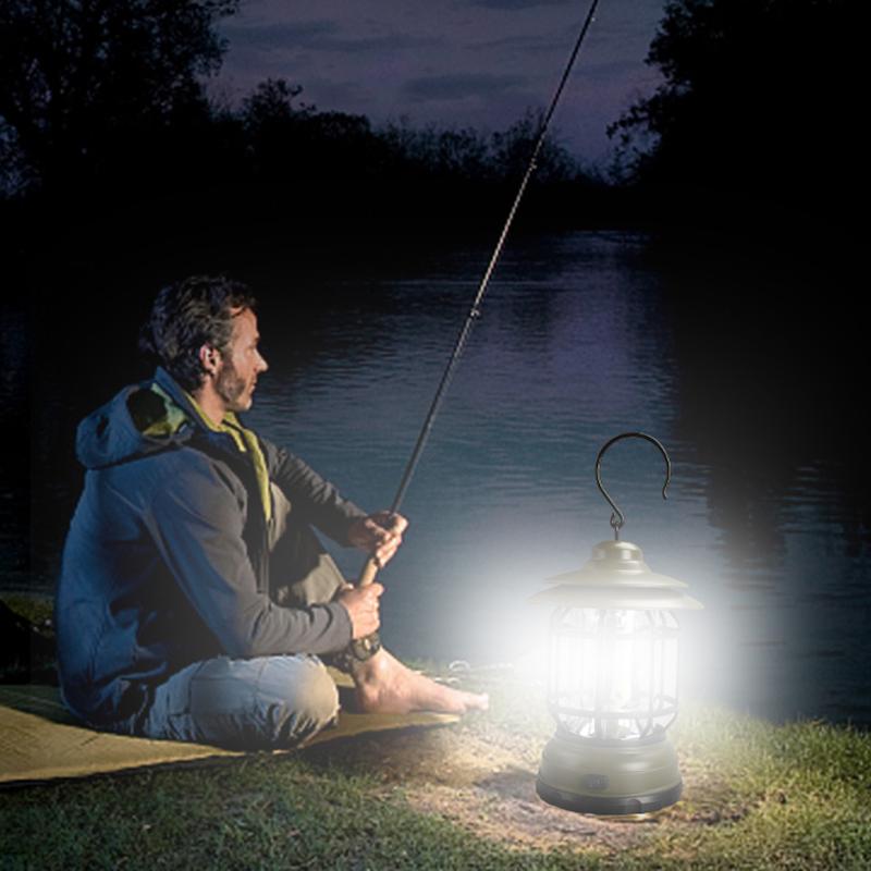 Vintage Style Mini LED Camping Lantern Warm White USB Recharge Travel Tent Lamp Vintage Outdoor Activity Lighting Portable Fishing Lamp
