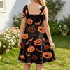 Girls Halloween Print Sleeveless Strap Dress for Party Celebrations
