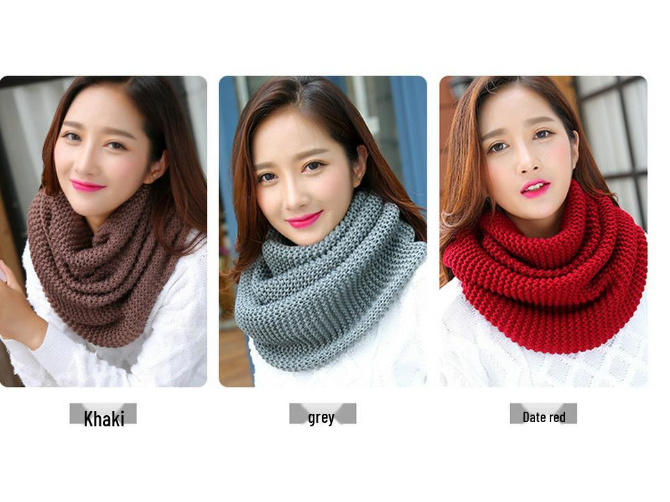 Women's Korean Style Solid Color Knit Wool Pullover Scarf - Autumn/Winter 2025