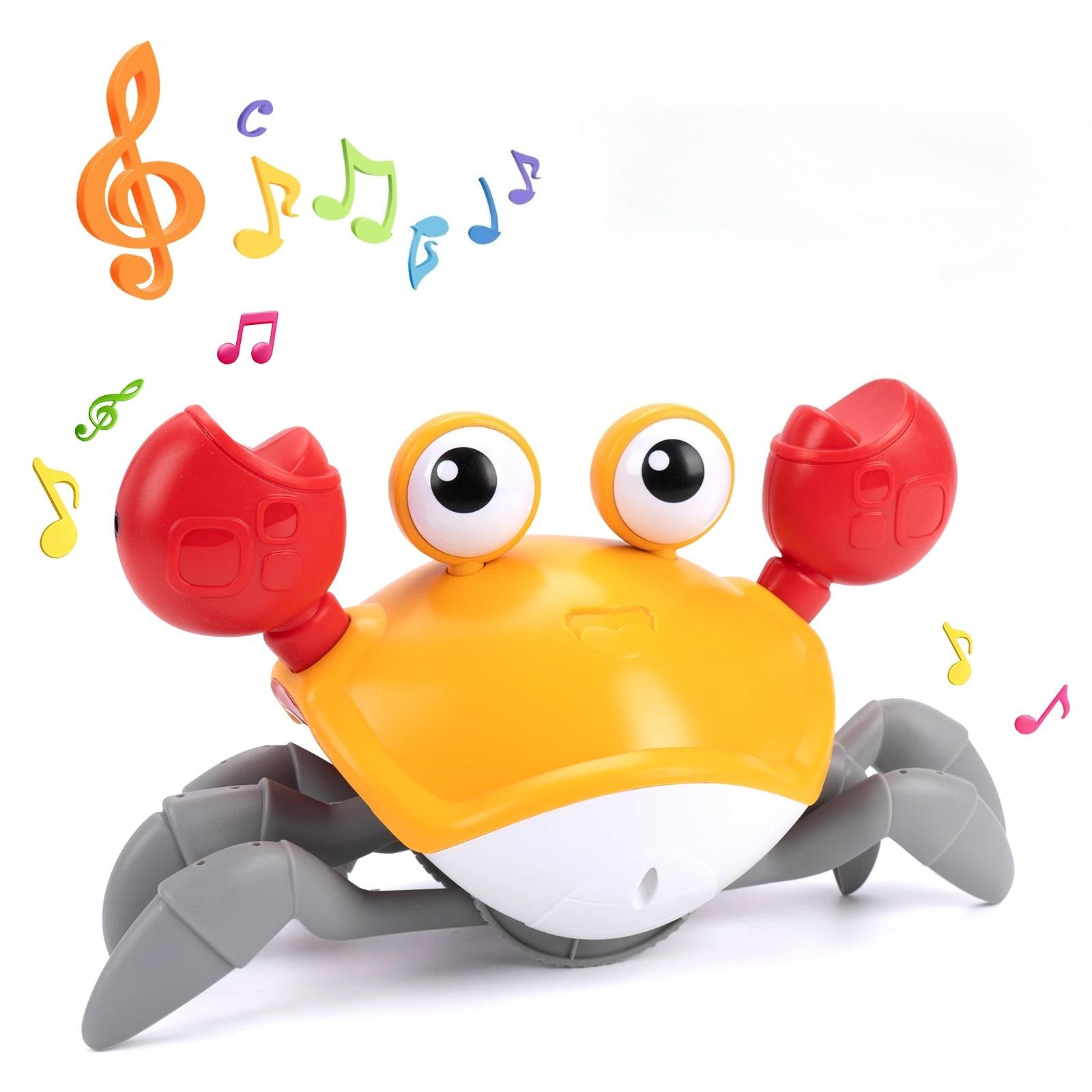 

Dancing Crawling Crab Run Away Toys Kids Electronic USB Charging Interactive Toddler Tummy Time Toys помаранчевий
