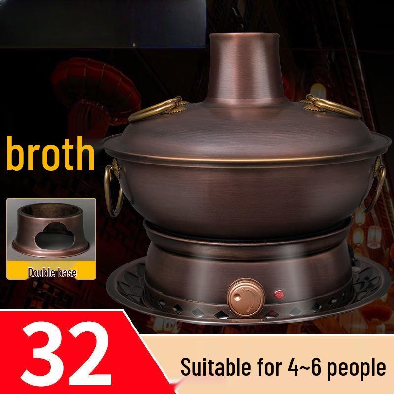 Old Beijing Style Electric and Charcoal Dual-Use Copper Hot Pot