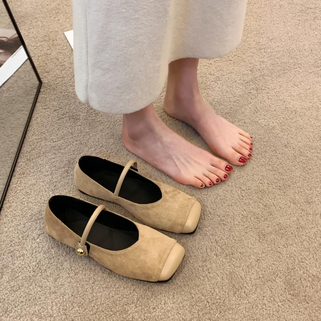 Fashion Women Mary Jane Shoes Fashion Leopard Square Toe Shoes Vintage Slip On 2025 Spring Autumn Soft Sole Suede Ballet Flat Shoes