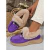 Winter New Metal Buckle Fleece Cotton Shoes Women's 2025 Plus-size Thick-soled Warm Fur Sneakers
