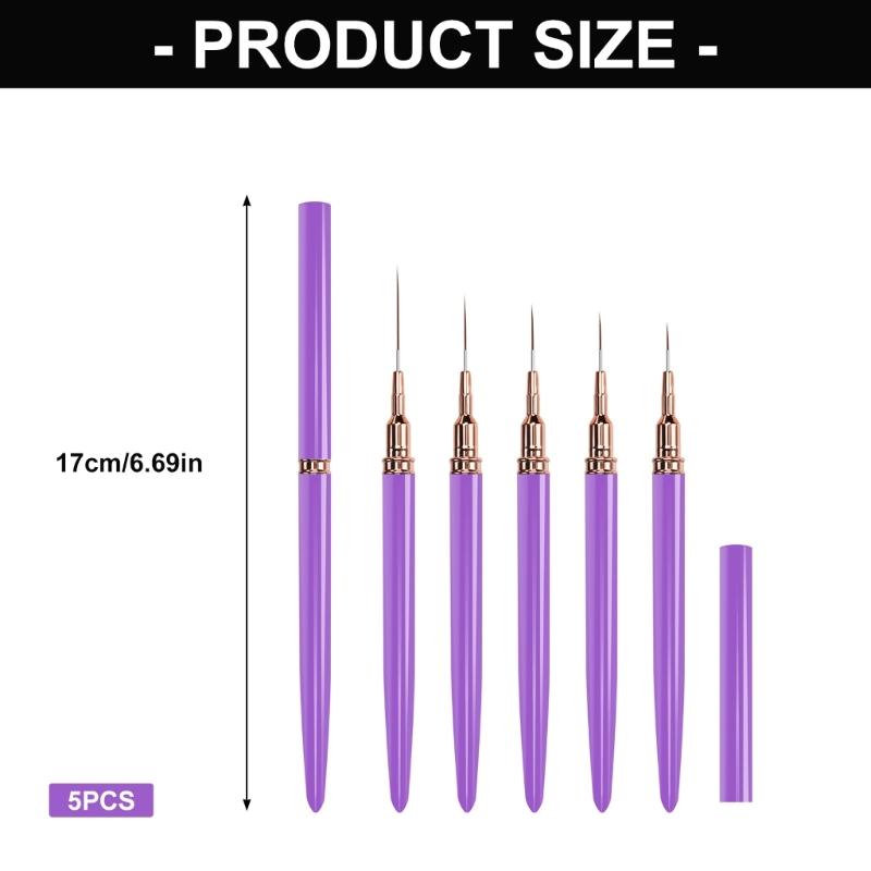 5Piece Nail Design Nail Art Painting Brush With Ergonomic Handle For Smooth Strokes And Detailed Pattern Creation