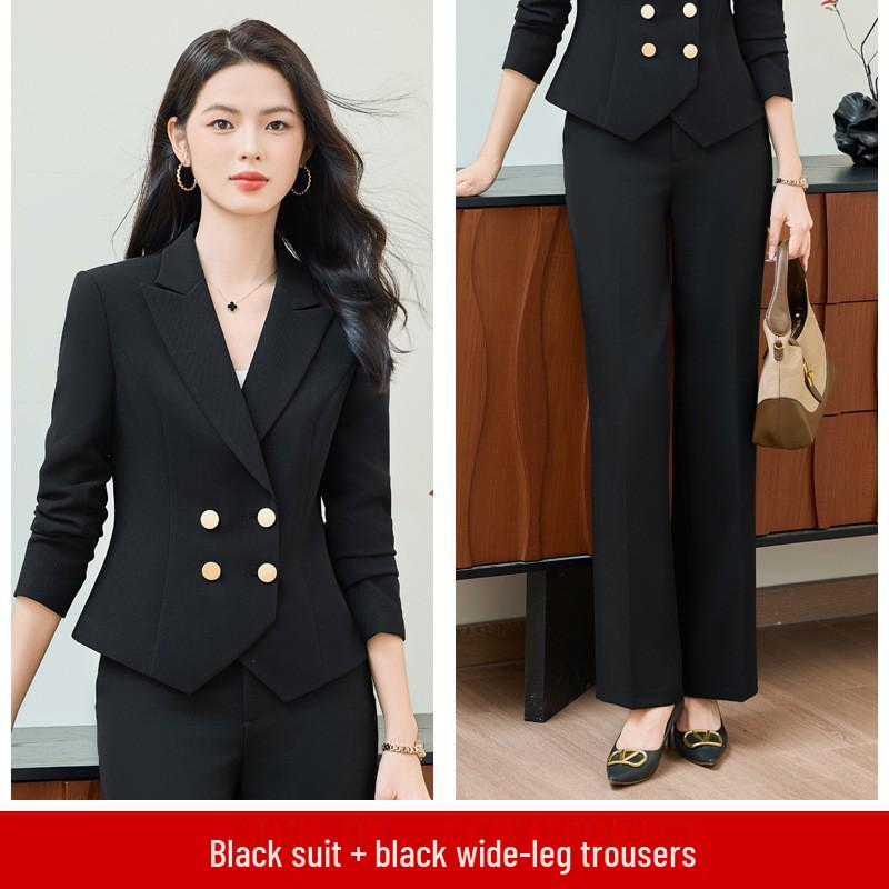 

Женский двубортный костюмный набор: Осенне-зимний блейзер и брюки M