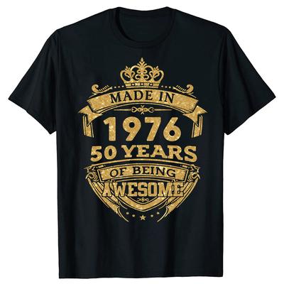 FABRIQUÉ EN 1976 50 ANS D'ÊTRE GÉNIAL T-shirts Hommes Mode Impression T-shirt Lâche Surdimensionné Streetwear Hip Hop T-shirt Unisexe