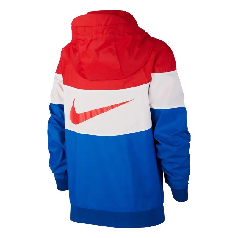 Nike Kids Patchwork Casual Hooded Jacket Kids Outerwear Red White Blue CJ6722-657