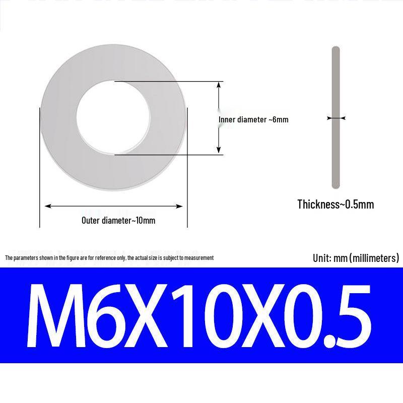 304 Stainless Steel Ultra-Thin Flat Washer, Thickness: 0.1/0.2/0.3/0.4/0.5 Mm, Sizes M1-M8