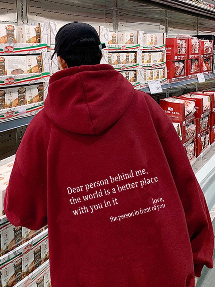 Damen Oversized Hoodie mit Fleece-Futter, Buchstaben-Slogan-Print, Kängurutasche und Kordelzug.