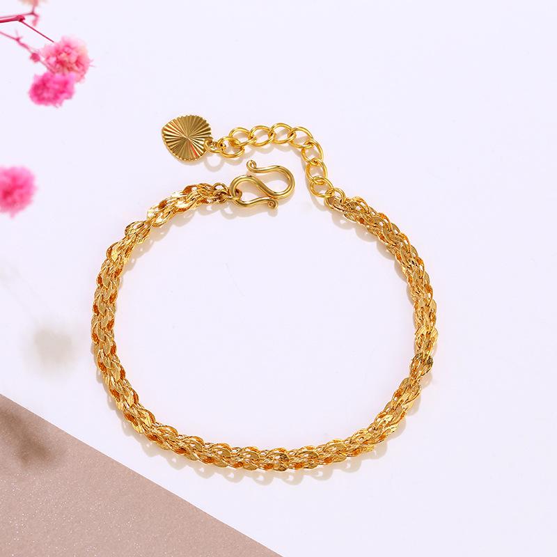 24K Gold Phoenix Tail Jewelry Ladies Retro Niche Design Hollow Personality Bracelet