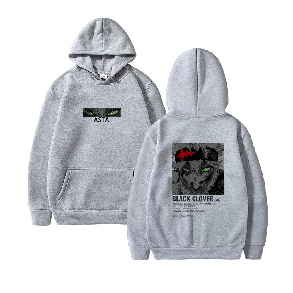 Bluzy z kapturem z nadrukiem graficznym Anime Black Clover Asta Vintage Oversize Bluza z kapturem Długi rękaw Bluza z kapturem Odzież męska damska