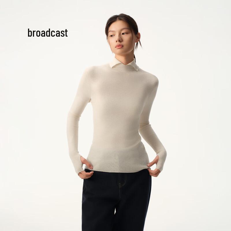 Broadcast Women's Slim-Fit Polo Collar Wool Pullover Sweater