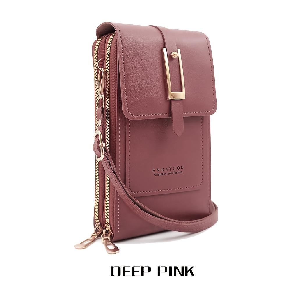 Women'S   Touchscreen Phone Pouch - Multi-Functional Multi-Layer Card Holder & Coin Purse Zipper Closure, Synthetic Faux Leather, Polyester Lining