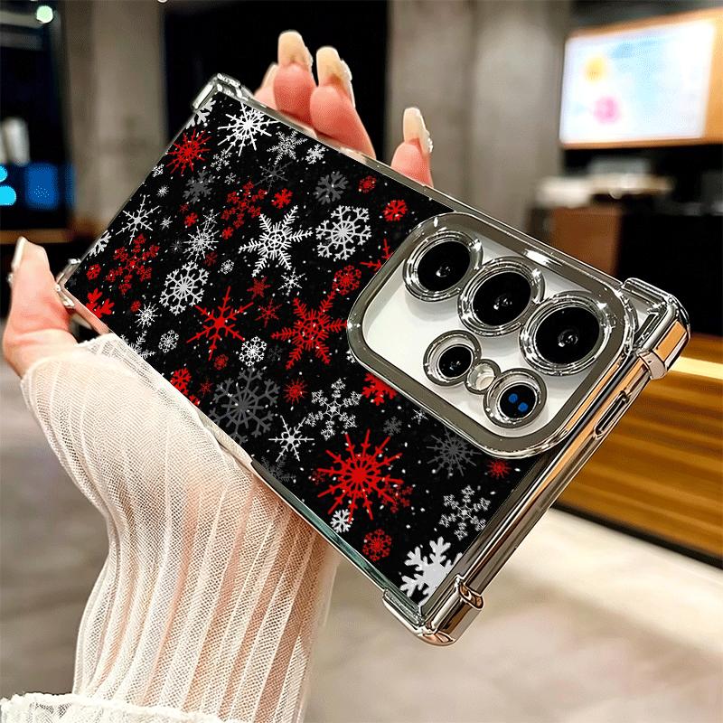Snow Snowflake Winter Cold Soft Phone Case For Samsung Galaxy S26 Ultra S25 Edge S24 FE S23 Plus S22 S21 + S20 Plating Anti-Fall
