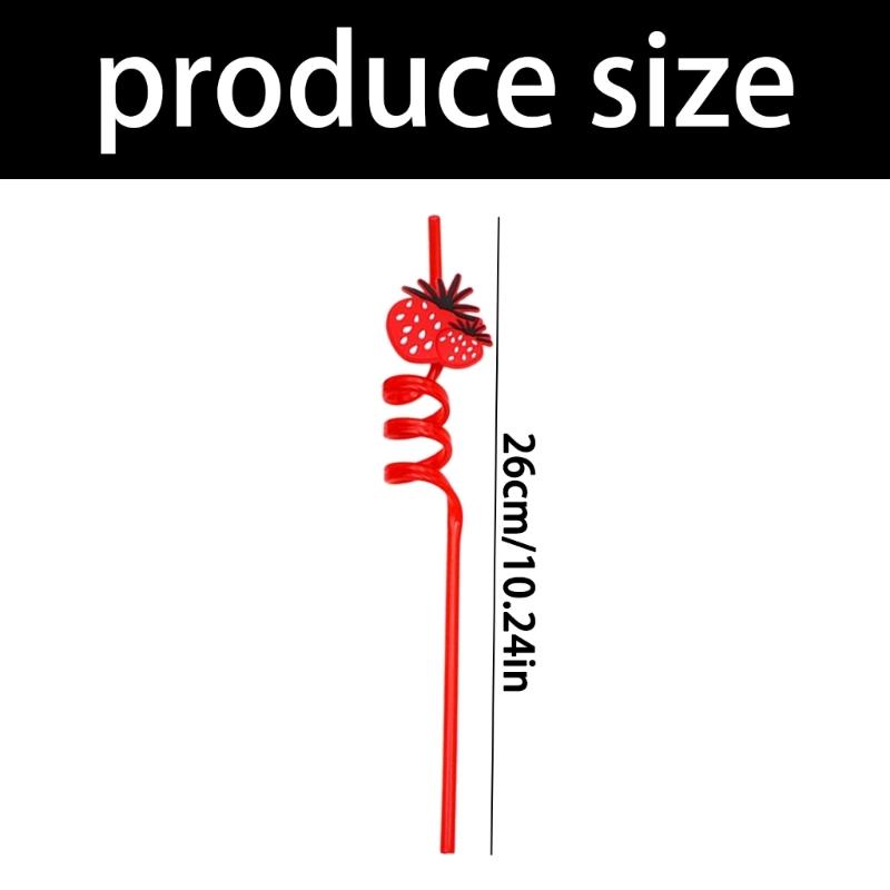 5PCS Spirals Straws Fruit Designs Silicone Drinking Tubes For Juices Smoothie Birthday Party Supplies