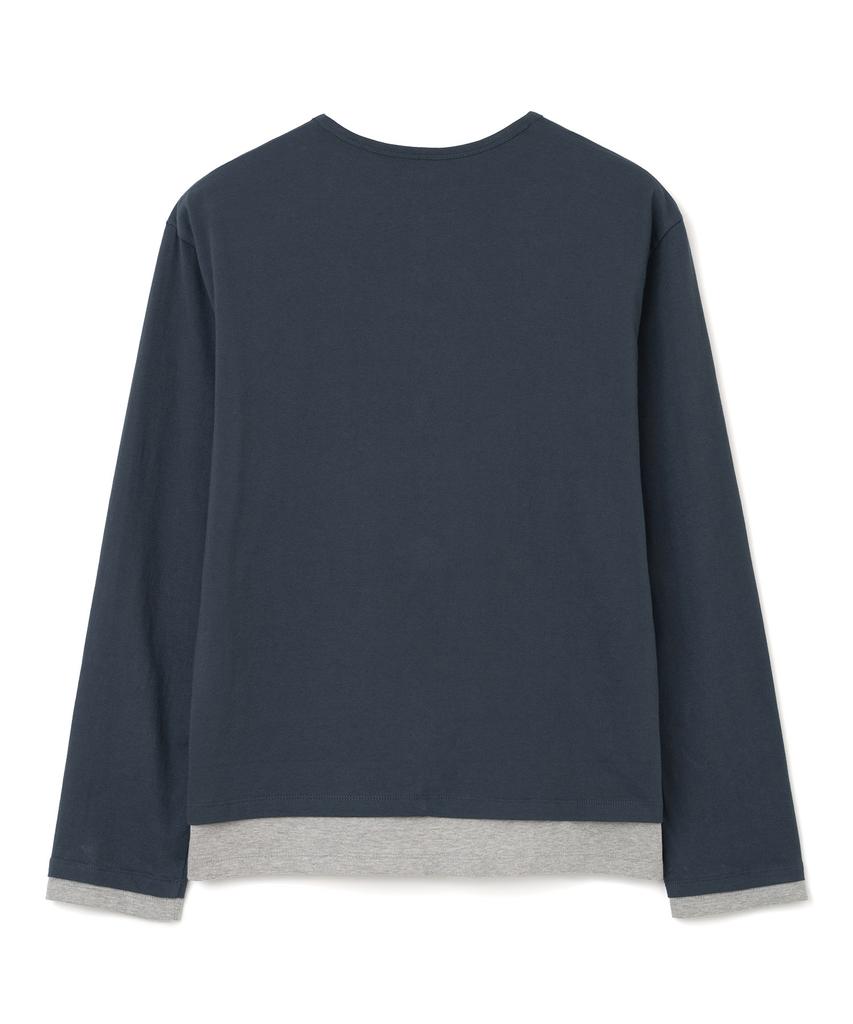 MILLO ARCHIVE Skin Layered Henley Neck T-Shirt [Navy]