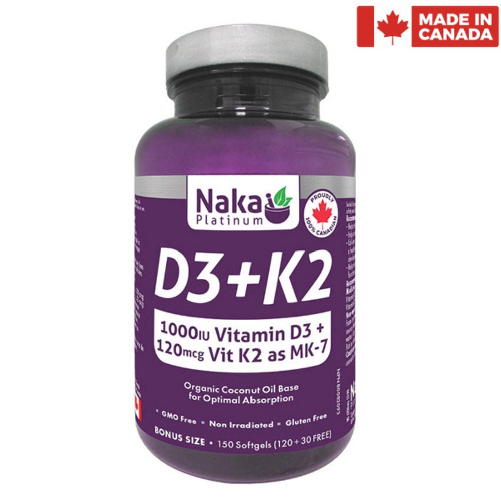 Naka Vitamin D3 + K2 MK-7 300 Softgels Organic Coconut Oil Canada 1 pcs 150 Tablets