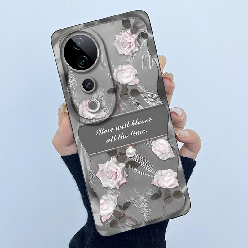 For Vivo V40 Case Vivo V40 Pro V40e Phone Case Vivo iQOO Z9S 5G Fashion Simplicity Flower Shockproof Shell Protection Back Cover