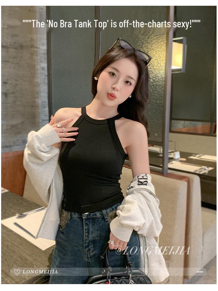 Pure & Sexy Ribbed Halter Top with Built-in Chest Pads - Wrap Style, High Neck, Beautiful Back Design