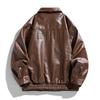 Men's Trendy Streetwear Casual Plus Size Leather Jacket with Lapel for Spring and Autumn