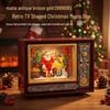 Ornamento Carillon di Natale TV Retrò: Decorazione Festiva Nevosa Luminosa Regalo