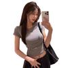 2025 Korean Style Women's Slim-Fit White Short-Sleeve Base T-Shirt - Spring & Autumn