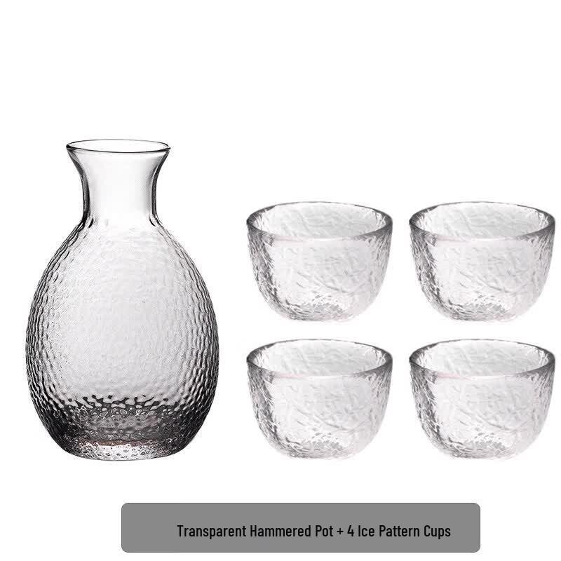 Qiiwei Japanese Handmade Hammered Glass Sake Cup Set
