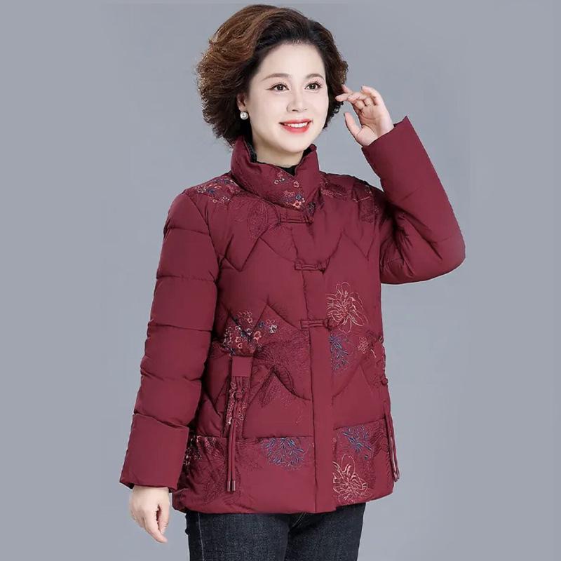 

Модная теплая хлопковая куртка для миниатюрных женщин среднего возраста (50-60 лет) - Короткое, толстое зимнее пальто с подкладкой 5XL (approx. 145-155 jin)