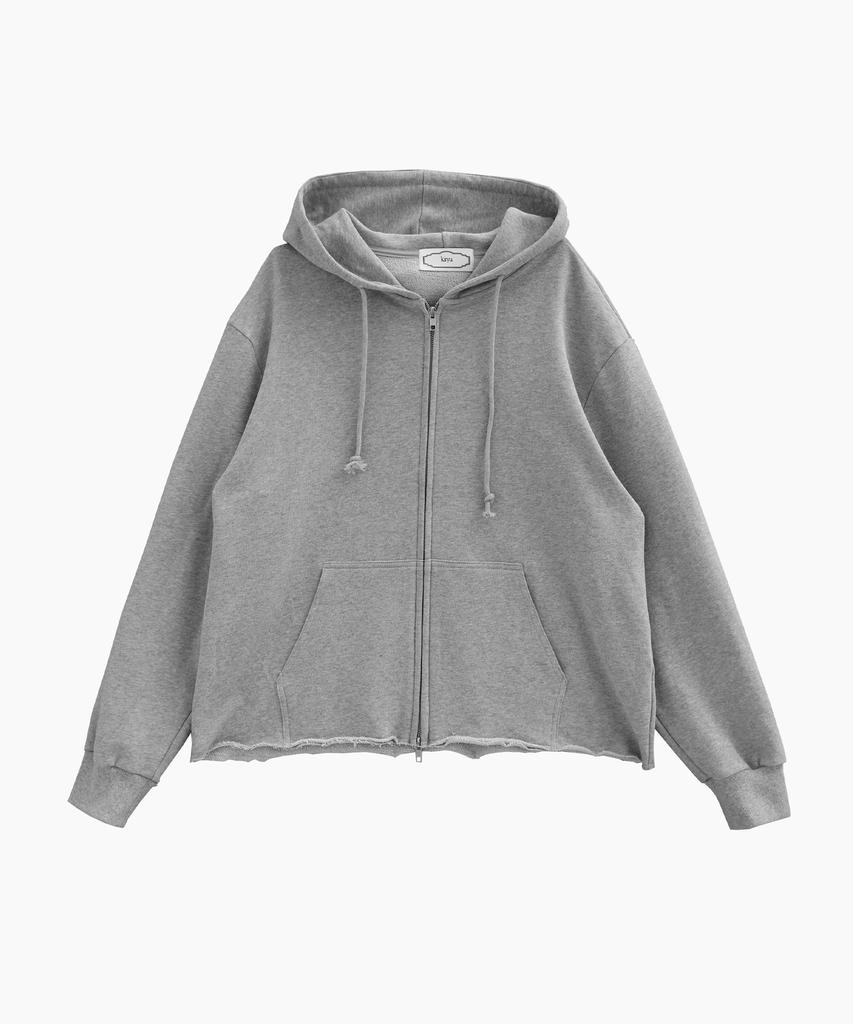 Kiryu Cut Off Hoddie Zip Up_Melange Gray