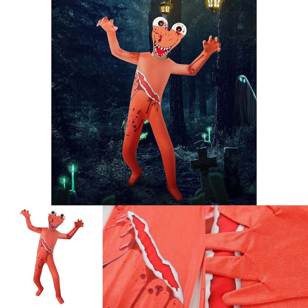 Roblox Rainbow Friends Orange Jumpsuit Kostüm für Kinder mit atmungsaktivem Polyesterstoff