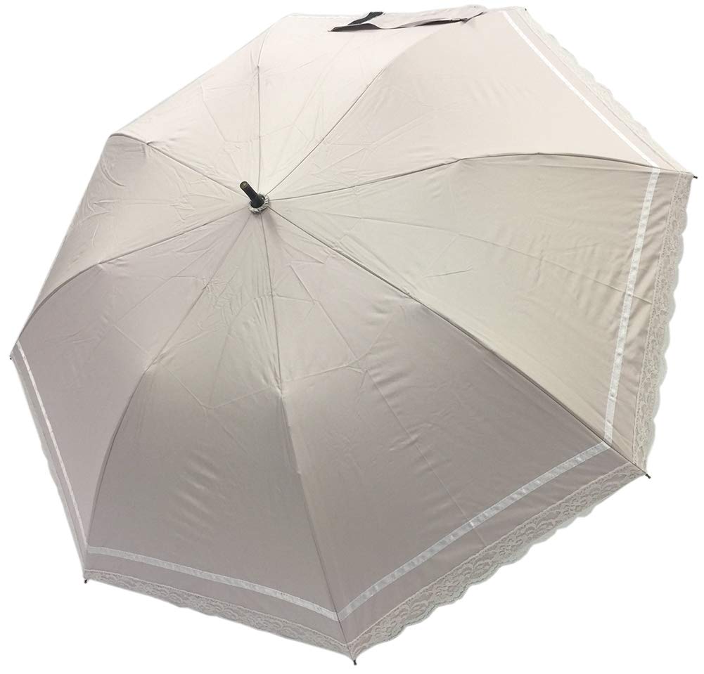 Short and Wide Umbrella for Sun and UV CC Satin Tape and Lace with Pink Rain, Protection, Hem, Tassel,