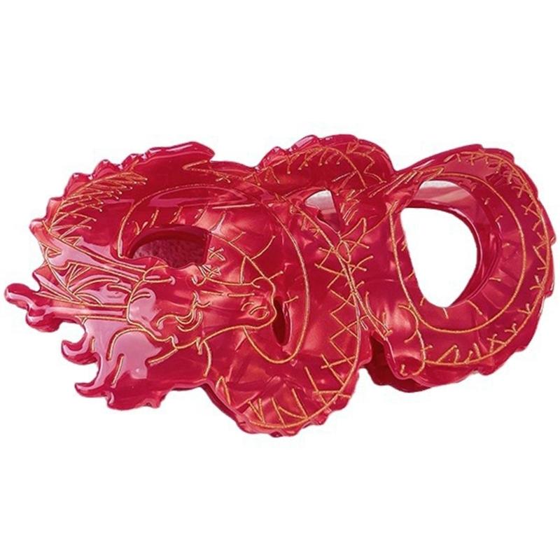 

Lovely Hair Claw Chinese Loong Shape Hair Clip Shimmering for Woman Camping Ponytail Hair Delicate Jaw Clip for Girl красный
